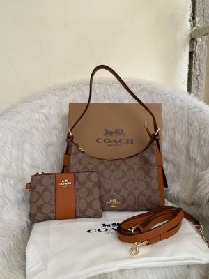 Coacch Laurel Mini Apricot Taupe Combo With Wristlet Pouch Original Box Dustcover Tags