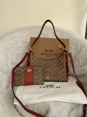  Coacch Laurel Mini Apricot Brown Combo With Wristlet Pouch Original Box Dustcover Tags