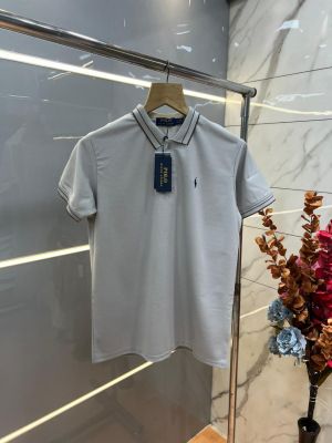  Ralf Lauren Grey Premium Imported 240 GSM Interlock Lycra Fabric Polo Tshirt with Collar Design and Embroidered Logo 4062