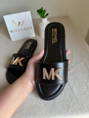 Michael1097 Kors MK Deanna Slide Flats With OG Box & Dust Bag (Black - 1097)