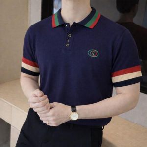 Gucc  Blue Imported knitted Premium Collar Neck Polo T-shirt F3440-BU