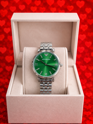 EMPORIO_ARMA_WOMEN_SILVER_GREEN_DIAMOND_DIAL_AT347