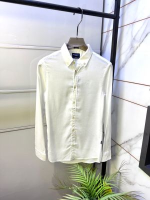 Hacket Linen White Embroidery Logo Super Premium Shirt F3917-WH