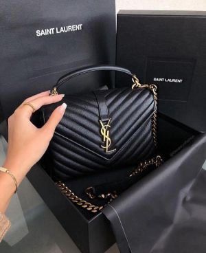 Ysl Collage Black Golden Medium Shoulder Bag With Origin uble Box & Dust Cover