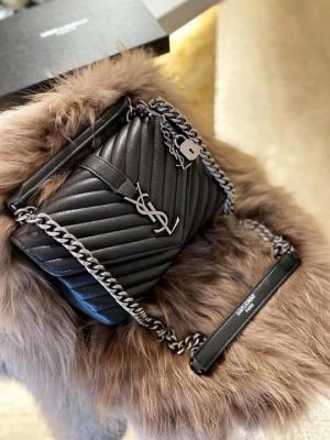 Ysl Collage Black silver Medium Shoulder Bag With Original uble Box & Dust Cove