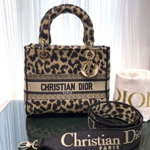 Diior_lady embroidary lady bag with og box(leapord print)