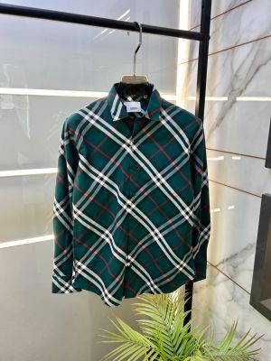 Burberr  Green Premium Checks Shirt With Brand Box Packing and Carry Bag F3741-GR