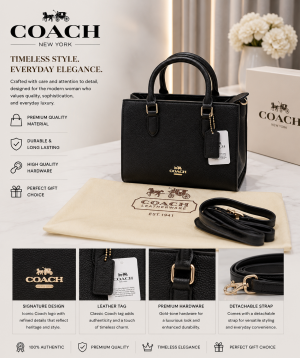 COACCH MAGGIE BLACK SMALL TOTE BAG PREMIUM WITH DUST BAG