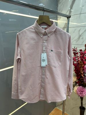 Lacost Rust Premium Shirt 100% Oxford Cotton Fabric With custom Branded Button Tagging And Brand Poly Bag 3836