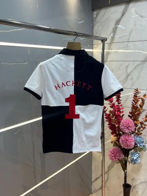 Hacket Navy Premium Imported Compact Yarn 240 GSM Interlock Fabric Polo Tshirt with Back Design and Embroidered Logo 3697