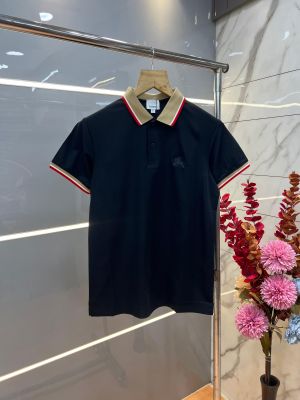 Burberr Black Premium Imported Cotton Lycra Fabric Polo T shirt With Collar Design and Embroidery Logo 4127 