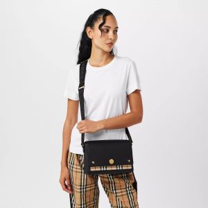 Burbberry Note Premium Signature Shoulder Bag With OG Box & Dust Bag (Black - 1184)