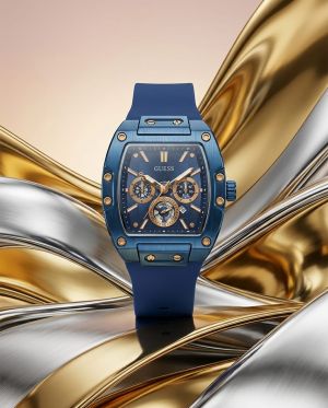 Guess Rectangle Chronograph Blue-Copper Chronograph
