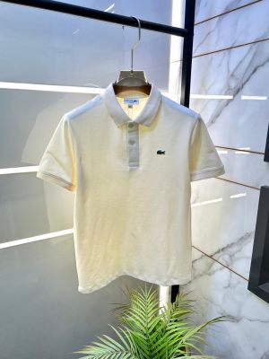 Lacost  Cream Polo Premium Collar Neck T-shirt F3620-CR