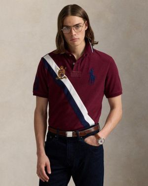 RL Maroon Premium Imported 240 GSM Interlock Lycra Fabric Polo Tshirt with Front Design and Embroidered Logo 4139