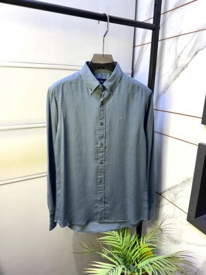 Hacket Linen Grey Embroidery Logo Super Premium Shirt F3917-GY