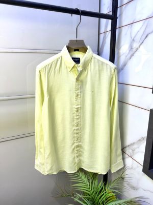Hacket Linen Yellow Embroidery Logo Super Premium Shirt F3917-YE