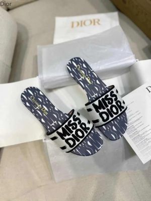 Miss Dioor Premium Quality Dway Slide With OG Box & Carry Bag (White Blue - 1059)