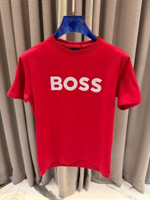 Boss Middle Brand Logo Round Neck T-shirt Red