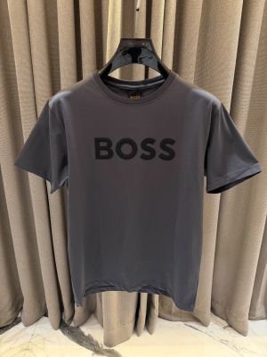 Boss Middle Brand Logo Round Neck T-shirt Stone Grey