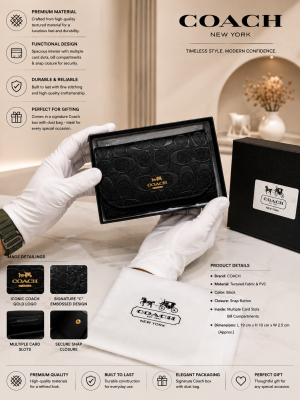 COACCH BIFOLD BLACK WALLET PREMIUM WITH OG BOX