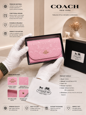 COACCH BIFOLD PINK WALLET PREMIUM WITH OG BOX