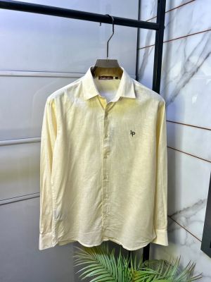 Loro Piana Yellow Linen Back Printed Premium Shirt With Brand Box Packing F3963-YE