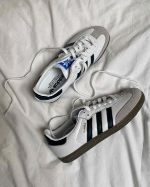 Adida5s Samba Leather White Black Womens