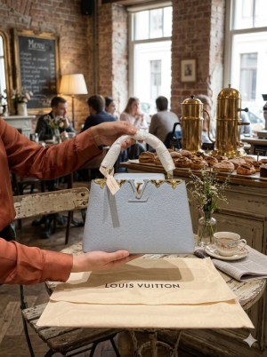 Louuis_Vuitton Capucines BB handbag featuring unique gold-toned floral hardware along the top edge With Double Box premium quality