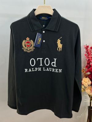 Ralp Lauren Green Premium Imported Cotton Matty Fabric Polo Full Sleeves Tshirt with Front Design and Embroidered logo 4441