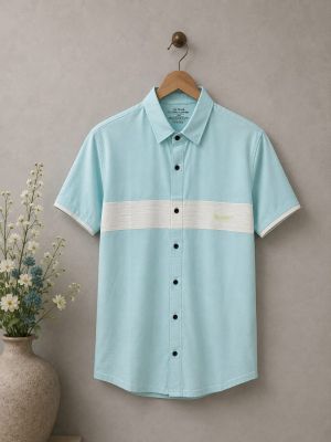 Khaaki sky blue 240 GSM cotton Pique fabric Polo sale 3202