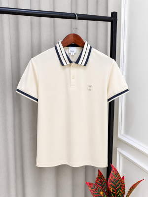Burberr Cream Imported Embroidery Logo Store Article Premium Polo T-Shirt with Carry Bag(1360)
