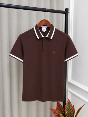 Burberr Brown Imported Embroidery Logo Store Article Premium Polo T-Shirt with Carry Bag(1361)