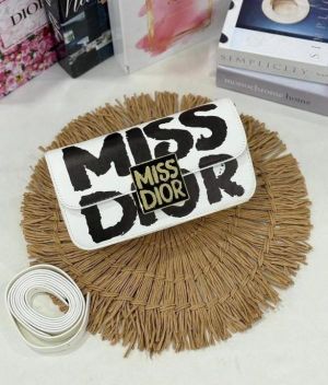 Miss Dioor Luxury Edition Superior Quality Flap Shoulder Bag With OG Box & Dust Bag (White - 1018)