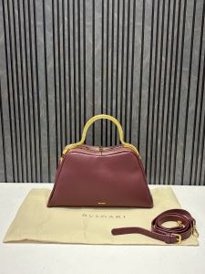 Bvlgari Serpenti Top Handle Clutch Bag Red Wine With Original Dustcover