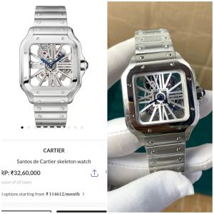 Cartiee_r Santos Skeleton Battery silver white WC 1847