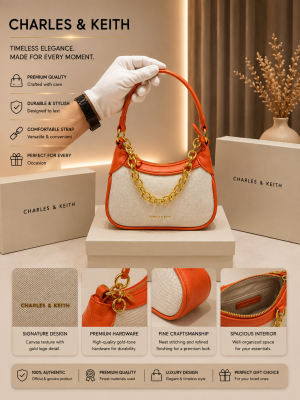 CHARLEES & KEITH ORANGE MINI ALCOTT SCARF HANDLE PREMIUM BAG WITH OG BOX