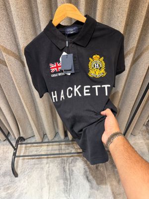HACKET PREMIUM BLACK FRONT EMBORSSED POLO