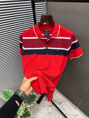 Sale TOMMY HILLFIGER RED Imported Fabric Current Store Article Very Premium Tshirt 497