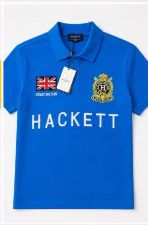 HACKET PREMIUM BLUE FRONT EMBORSSED POLO