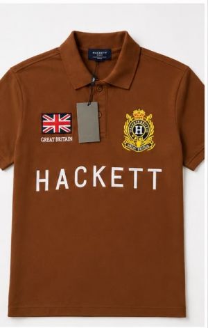 HACKET PREMIUM BROWN FRONT EMBORSSED POLO