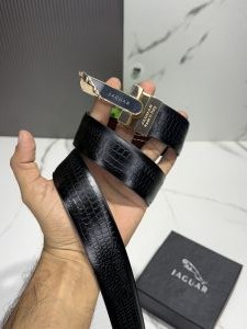 Jaguar J-902 golden buccal crocodile reversable belt with og box 