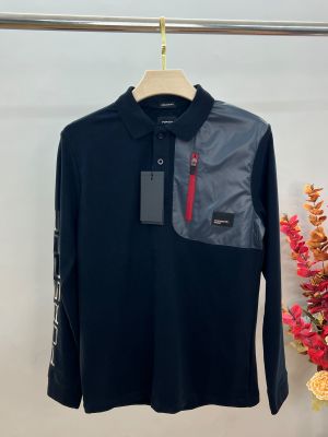Boss x Porsch Navy Premium Cotton Lycra Pique fabric Polo Tshirt with Front Pocket Design and Sleeves Logo 4452