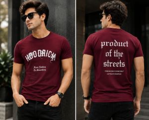 Hoodrich international brand Round Neck maroon Tshirt Slim fit M-38 L-40 XL-42 XXL-44