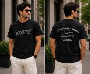 Hoodrich international brand Round Neck Black Tshirt Slim fit M-38 L-40 XL-42 XXL-44