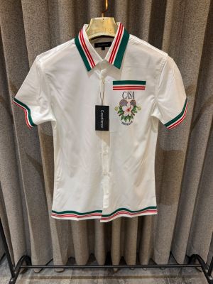 CASABLANCA PREMIUM IMPORTED WHITE HALF SLEEVES SHIRT