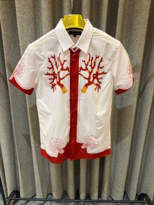 CASABLANCA PREMIUM WHITE RED HALF SLEEVES SHIRT