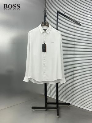 Hug Boss Linen White Premium Shirt With Brand Box Packing F3953-WH