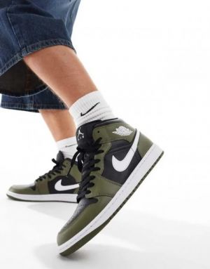Jordan Retro 1 Mid olive black white