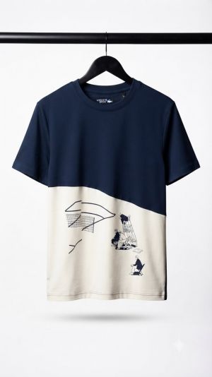 Lacost_ Sport Graphic T-Shirt Navy & White1236